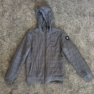 Hurley Men's Grey Lightweight Puffer Jacket- Size S